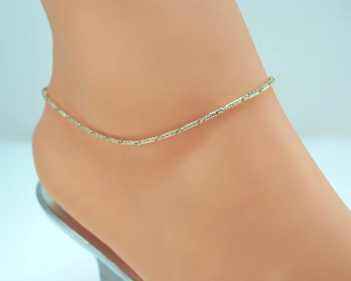 10KT Yellow Gold Shell Charm Ankle Bracelet - Ruby Lane