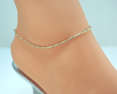 14KT GOLD CLAD BONDED ANKLET ANKLE BRACELET FROSTED BARS ELEGANT SIZE 9'' To 13''