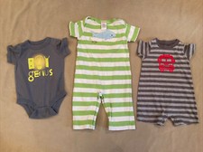 Gap Gymboree Carters Lot 3 Months 3-6 Boy Genius Stripes Fish Rompers