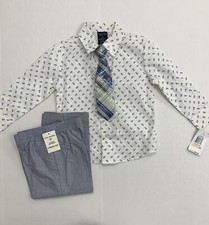 Nautica Little Boys' Three Piece Set with Dress Shirt, Tie, and Pants no vest 
