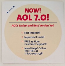 AOL 7. 0 America Online Collectible Disc, Vintage Internet Sign-up CD!