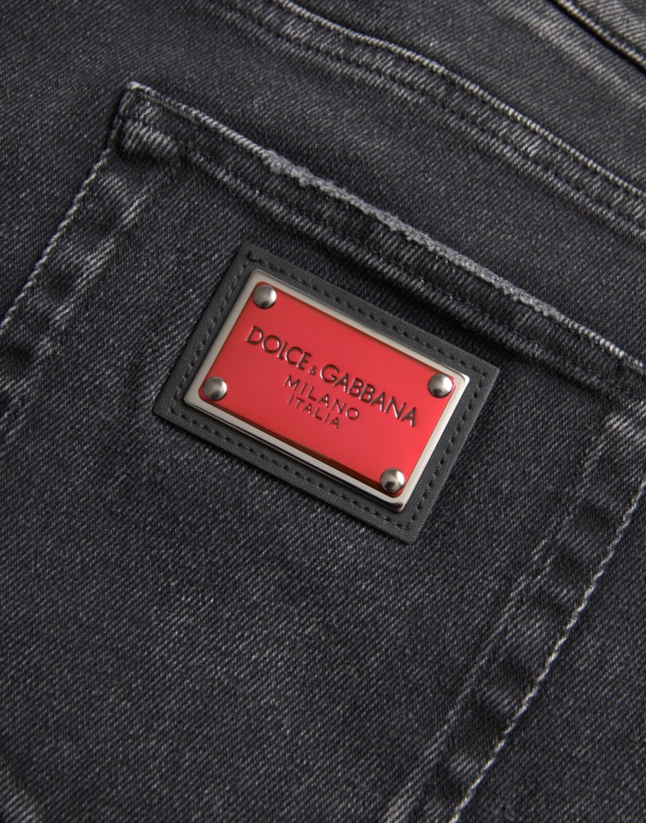 DOLCE & GABBANA Jeans Gray Cotton Stretch Skinny Denim Logo