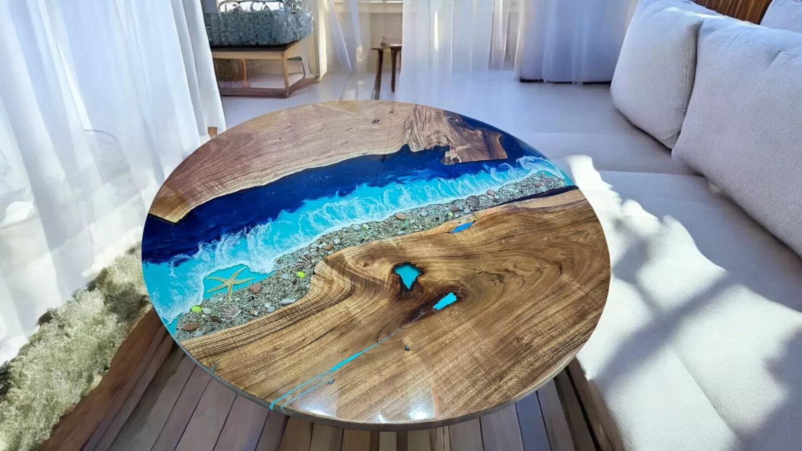 Round Epoxy Table – Epoxy River Table – Epoxy Coffee Table – Handmade Epoxy Wood-image