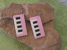 Perler Bead Pink Keyboard Earrings