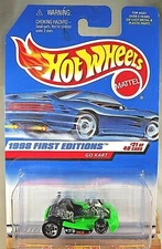 1998 Hot Wheels #651 First Editions 21/40 GO KART Green w/Chrome 5 Sp-Front MW 
