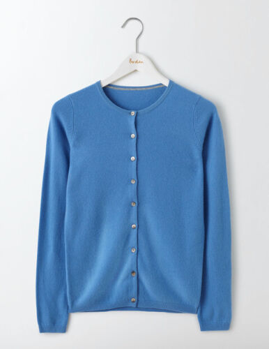 Boden Cashmere Crew Cardigan - Blue rrp£110 UK 8 LN192 BB 01 - Picture 1 of 3