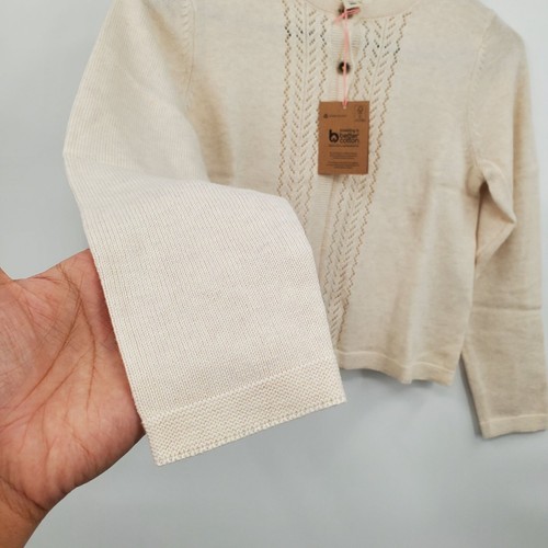 Boden Pointelle Knit Long Sleeve Cardigan Sweater Top Girls 8 - 9 Y NWT - Picture 3 of 15