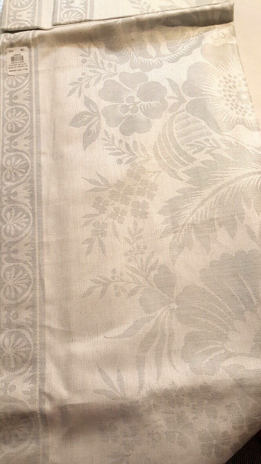 Williams Sonoma Vintage Floral Jacquard Table Runner 18" X 108" Silver