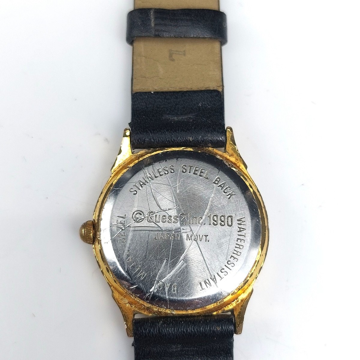 Original 1990 Guess Gold Tone Watch Black Strap Vintage 1995 GUESS gold and Black banded | Mercari main image 3