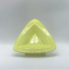ANNIEGLASS Yellow Glass Triangle Dish Bowl  8” Signed Annieglass