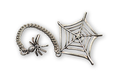 Spider on Chain with Web Jacket or Hat Pin Silver Finish Pewter P-39 | eBay