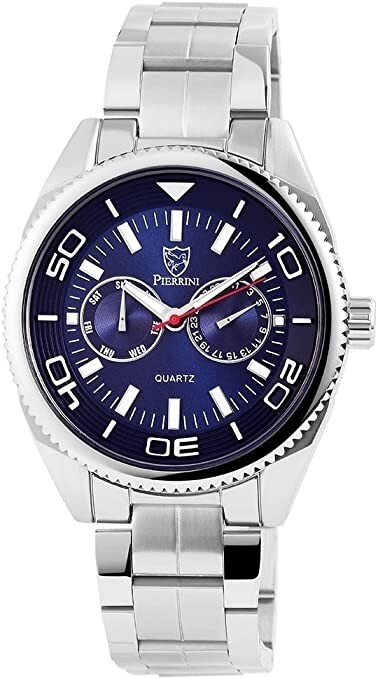 Pierrini Orologio Cronografo Cronometro da uomo Analogico con cinturino inox