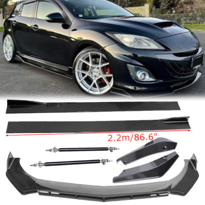 Carbon Fiber Front Bumper Lip Splitters Side Skirt Strut Rod For Mazda 6 P