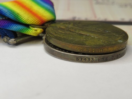 WWI British Army Medal Pair War / Victory to STUART, Welsh Regiment & Badges - Picture 3 of 11