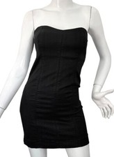 {JOES JEANS} Black Dress LBD Mini/Corset/Strapless Stretch Zip Cotton Summer ~M