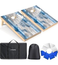 NOB Cornhole Boards Set-4x2/3x2ft Solid Wood Corn Holes Outdoor Game Set