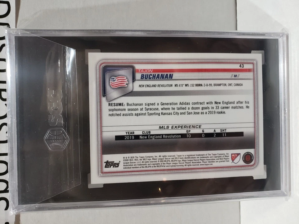 2020 Topps Bowman MLS Tajon Buchanan Yellow #/75 Rookie SGC 10 Gem #43 Inter - Image 2 of 2