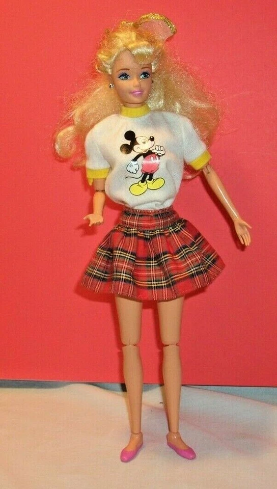 Vintage 1993 Barbie Doll in Mickey Mouse Shirt & Painted on Shoes Mattel - Image 3 of 4