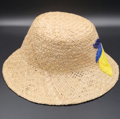 NWT Kate Spade Straw hat Cloche Lemon Zest Embroidered  display picture 1