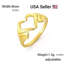 New Adjustable Heart Rings Unisex Stainless Steel Love Open Ring Gold Plated Hug