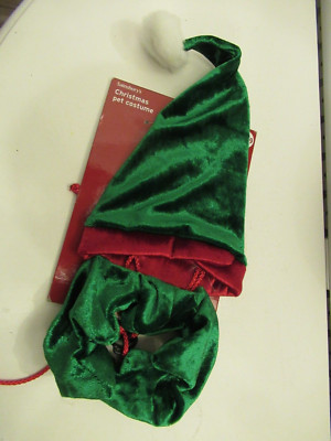 Elfe Haustier Kostüm, Mütze und Nackenband, Weihnachten Haustier Verkleiden für Katze oder kleinen Hund
