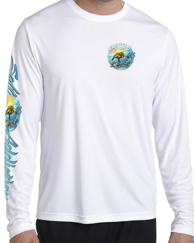 Microfiber Performanc t shirt Salt Addiction long sleeve 50+ uv Sea Turtle Ocean - Picture 2 of 2