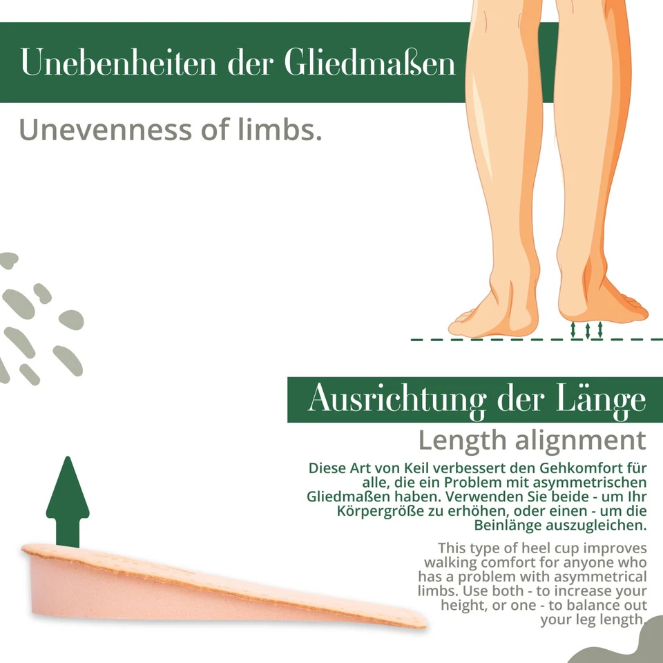 SULPO Fersenerhöhung Einlagen - Fersenkeil für Schuherhöhung Fersenkissen Leder - Bild 4 von 4