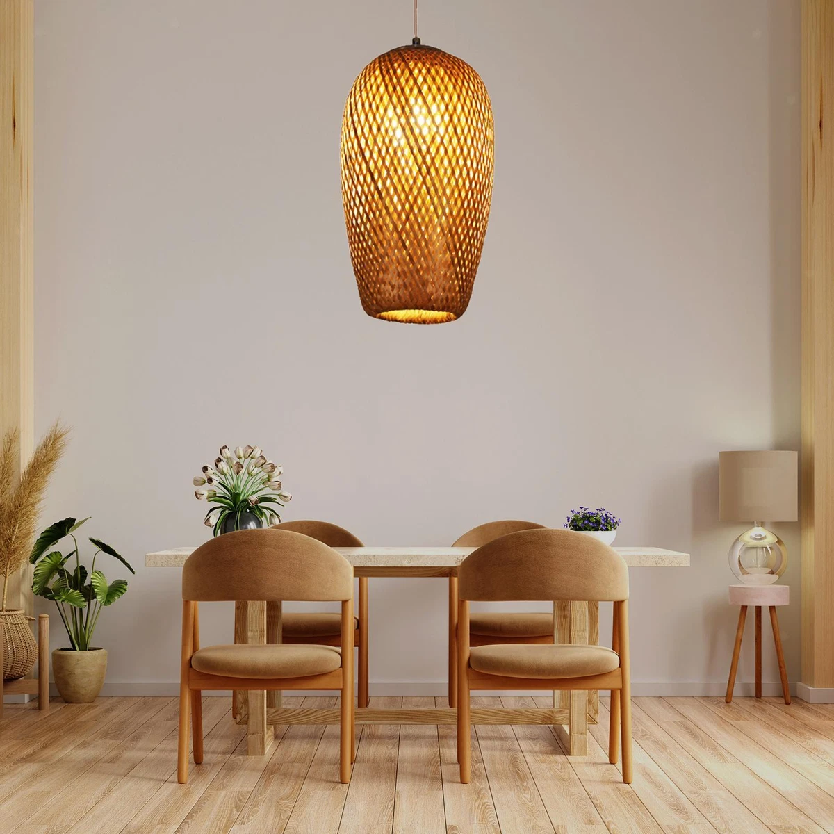 Hand Woven Bamboo Pendant Light Lampshade Hanging Ceiling Lamp