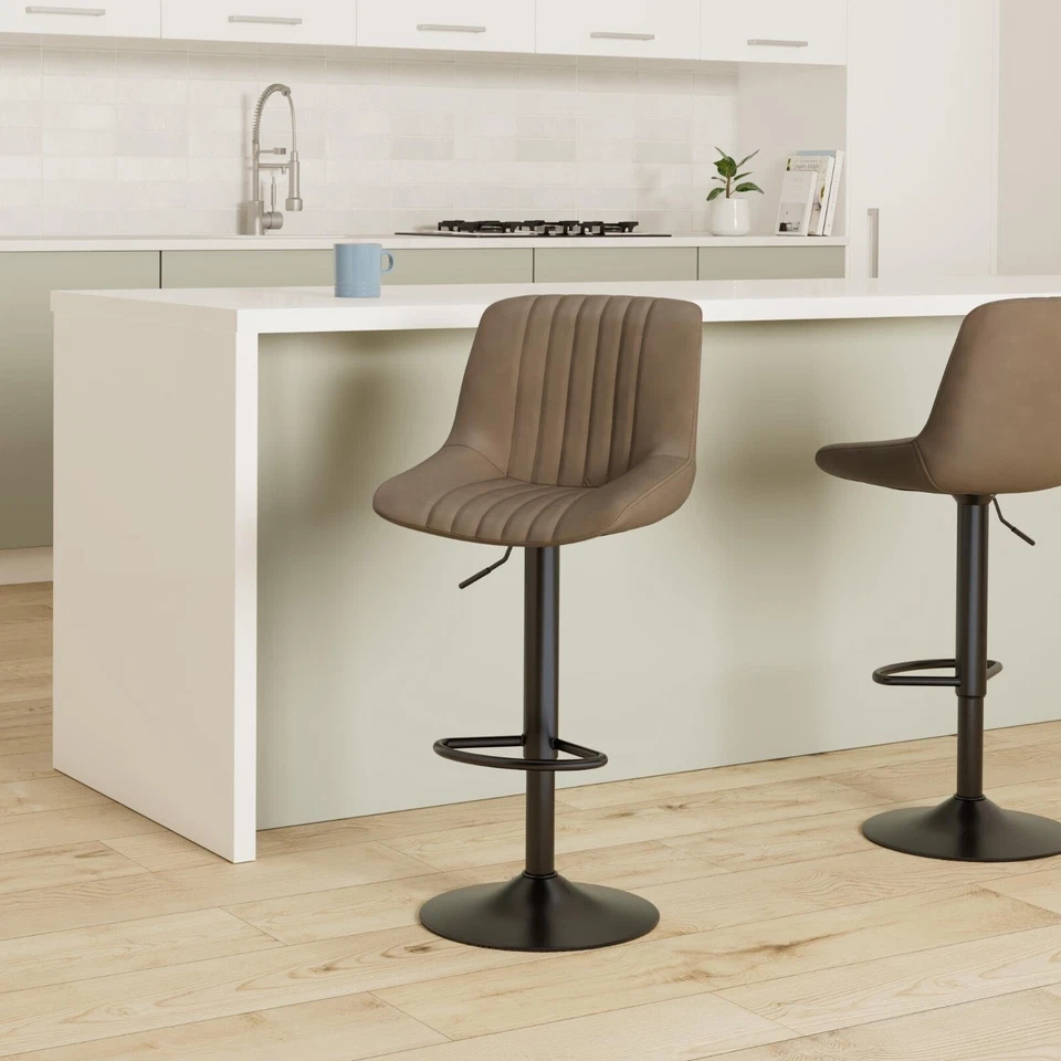 Bar Stools Set of 1, Swivel Counter Height Barstools with Back, PU leather - Image 4 of 4