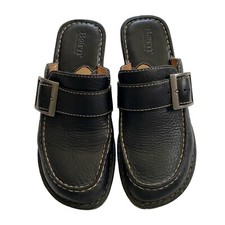 Vintage Y2K Born Chunky Platform Mules Black Leather Vibram Sole Shoes Size 7