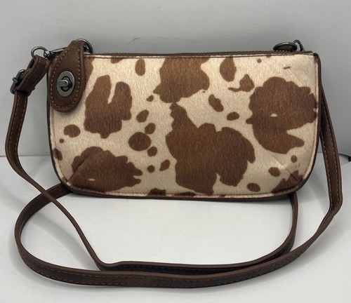 Joy Susan Women Brown Faux Fur Crossbody Wristlet Clutch