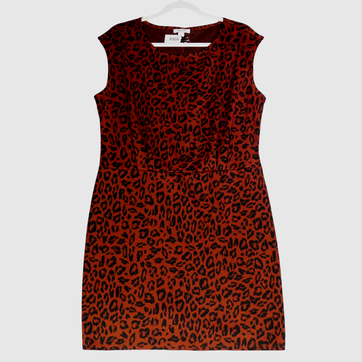 Nine West Knit Dress Women XL Brown Big Cat Animal Leopard Cheetah