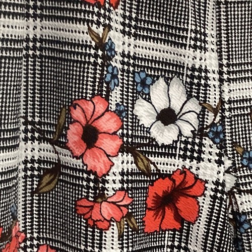 Hot Kiss Womens Pants Plus Size 1X Black White Floral Plaid Stretch Pull On - 第 4/14 張圖片