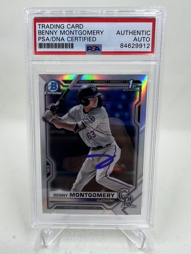 Benny Montgomery Signed 2021 Bowman Chrome Draft Refractor IP Auto PSA/DNA