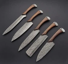 Custom Handmade FORGED DAMASCUS STEEL CHEF KNIFE Set Kitchen Knives-Cutlery