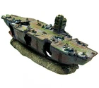 Aquarium Fish Decoration Aircraft Carrier Cave -NAVY Small Warship Tropical Tank