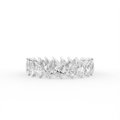 5.21ct 14K White Gold Lab Grown Pear Diamond Eternity Ring Full Brilliance