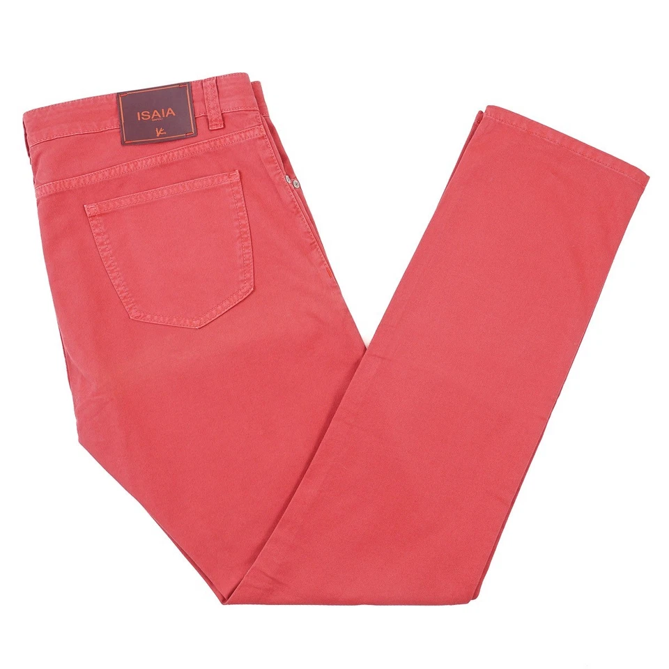 Isaia Slim Straight Fit Berry Red Garment-Dyed Denim Jeans 38 (Eu 54) NWT - Image 2 of 4