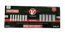 Craftsman 3/8" Drive SAE V-Series Deep Socket Set 6 Pt 12 Piece CMMT17360V