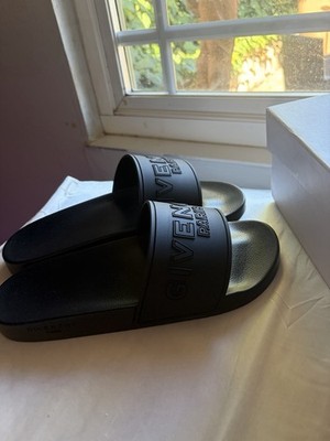 Givenchy Men s Black Logo Slide Sandals Rubber Slip-On EU 45 US 11.5 New Box
