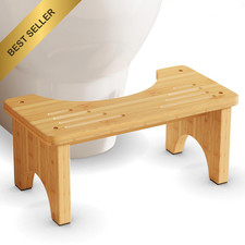 Uaniar Bamboo Toilet Stool Wooden Squatting Potty Footstool for Adults Bathroom