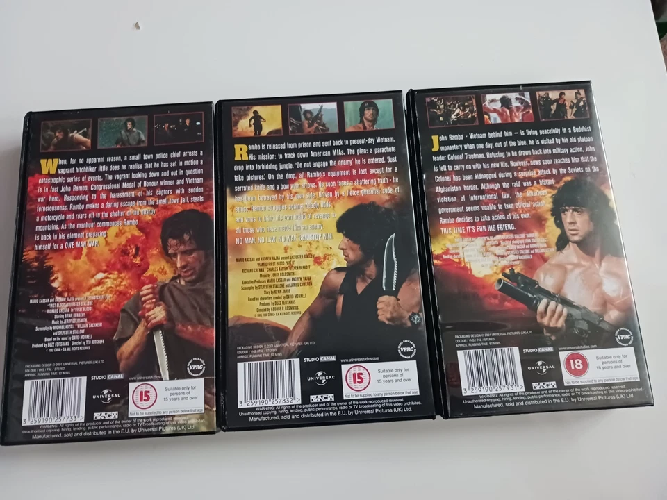 Silvester Stallone Vhs Bundle Rambo Cliffhanger Lock Up 5 Vhs Movies Tested Foto 4 de 4