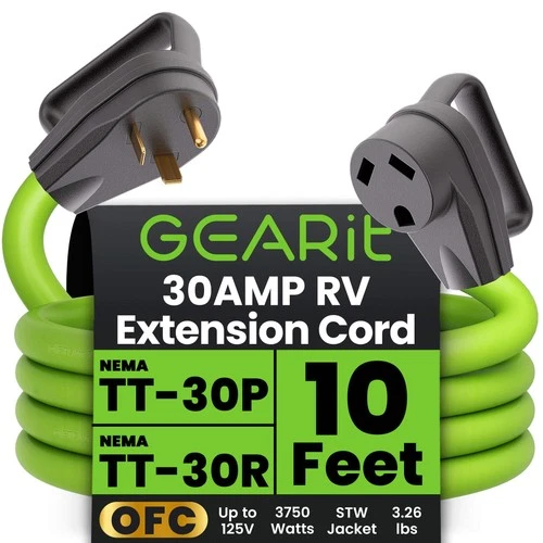 GEARit TT30 RV Power Extension Cord 30 Amp 125V Cable TT-30P/TT-30R Heavy Duty