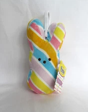 New Peeps Plush Multicolor Striped Bunny Backpack Clip Stuffed Animal Easter