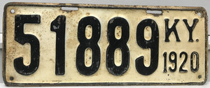 1920 Kentucky License Plate 51889