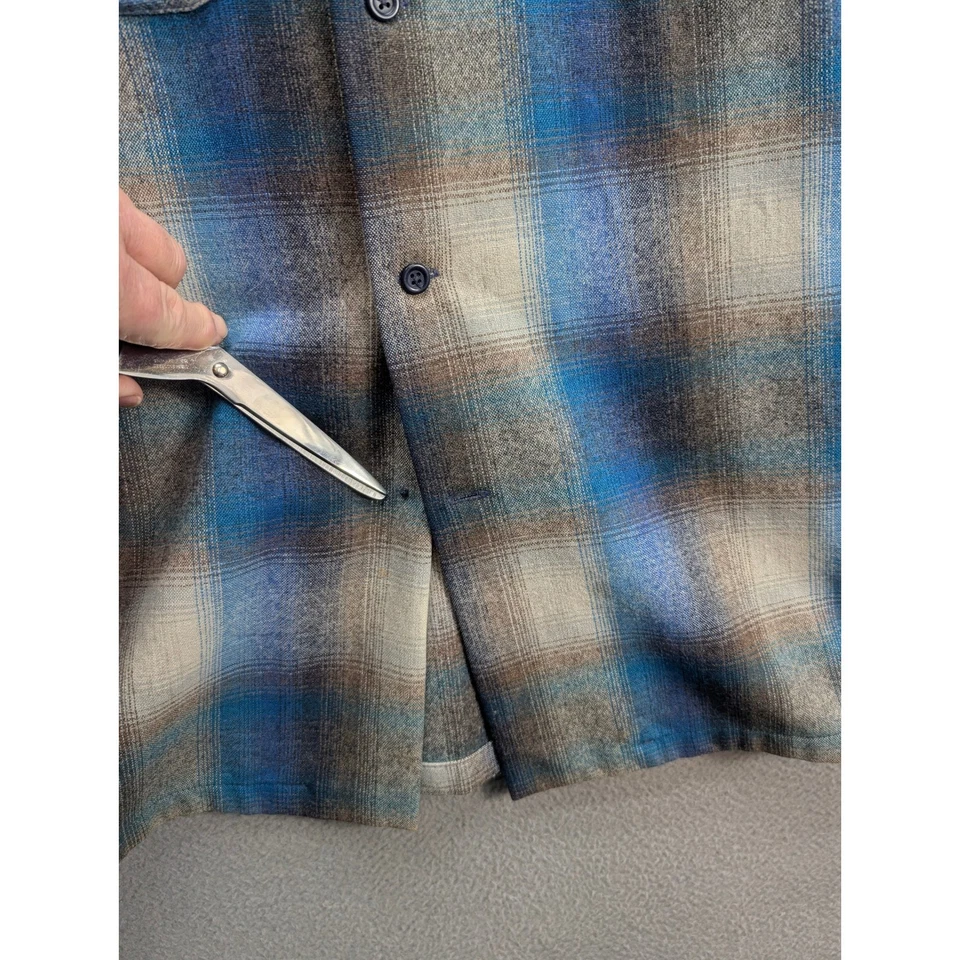Винтажная мужская рубашка Pendleton Rider в клетку шерсть с длинным рукавом на пуговицах M опрятная - Изображение 4 из 4
