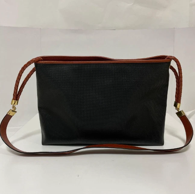 Bolso de Hombro Bottega Veneta Cuero PVC Auténtico Negro Marrón Mediano Mujeres Italia Foto 2 de 4