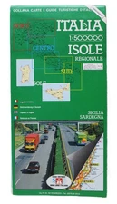 COLLANA HIGHWAY ROAD MAP OF SICILY AND SARDINIA ITALY 1980s VINTAGE