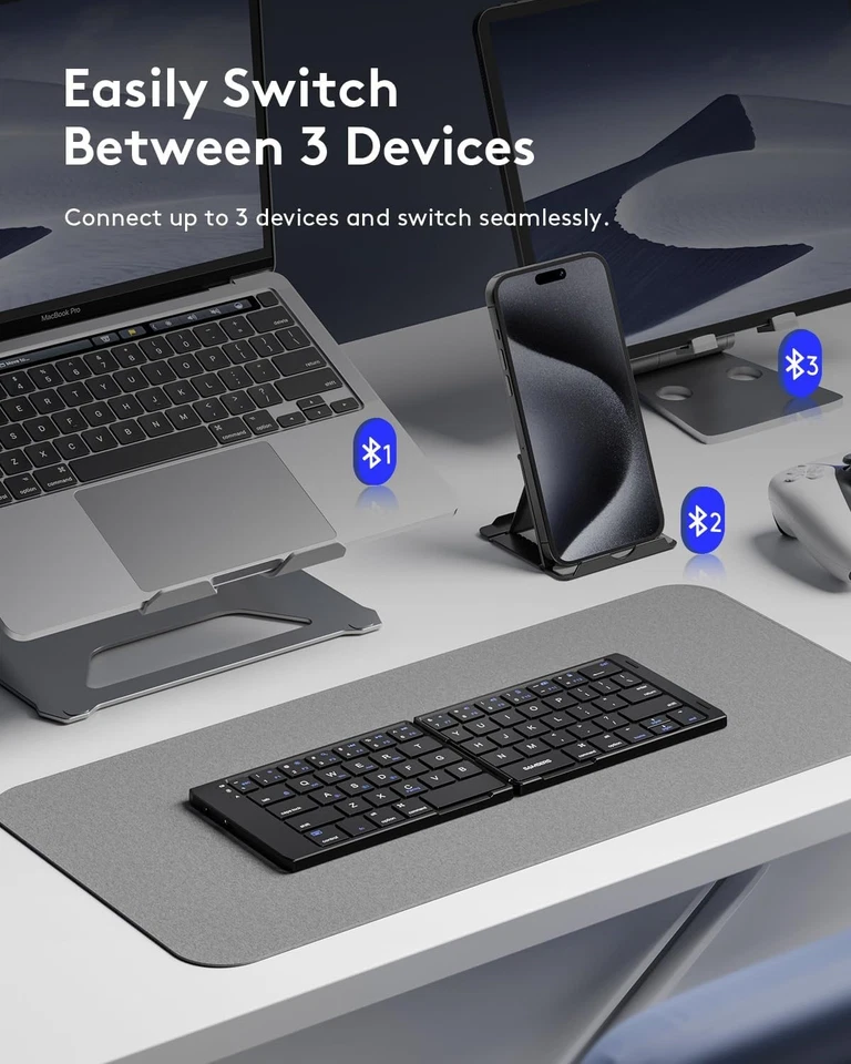 Samsers Foldable Bluetooth Keyboard with Touchpad | Portable Wireless - Image 2 of 4