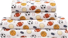 Kids Super-Soft 100% Microfiber Print Sheet, Sports, Full / Queen / Twin
